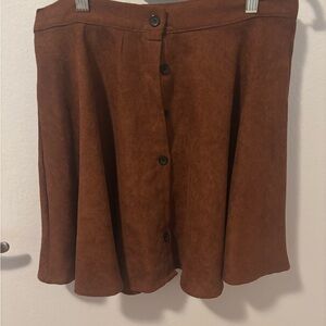 Brown Button-Front Women's Corduroy Skirt